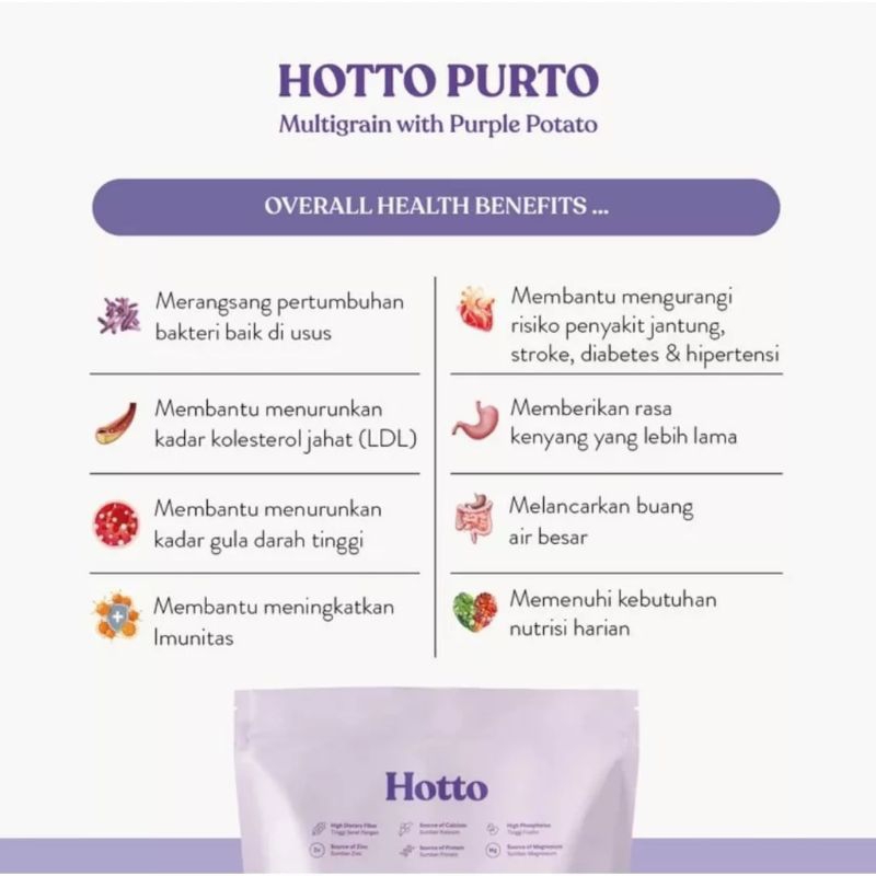 Hotto Purto Multigrain with Purple Potato Ubi Ungu 1 Pouch isi 16 sachet