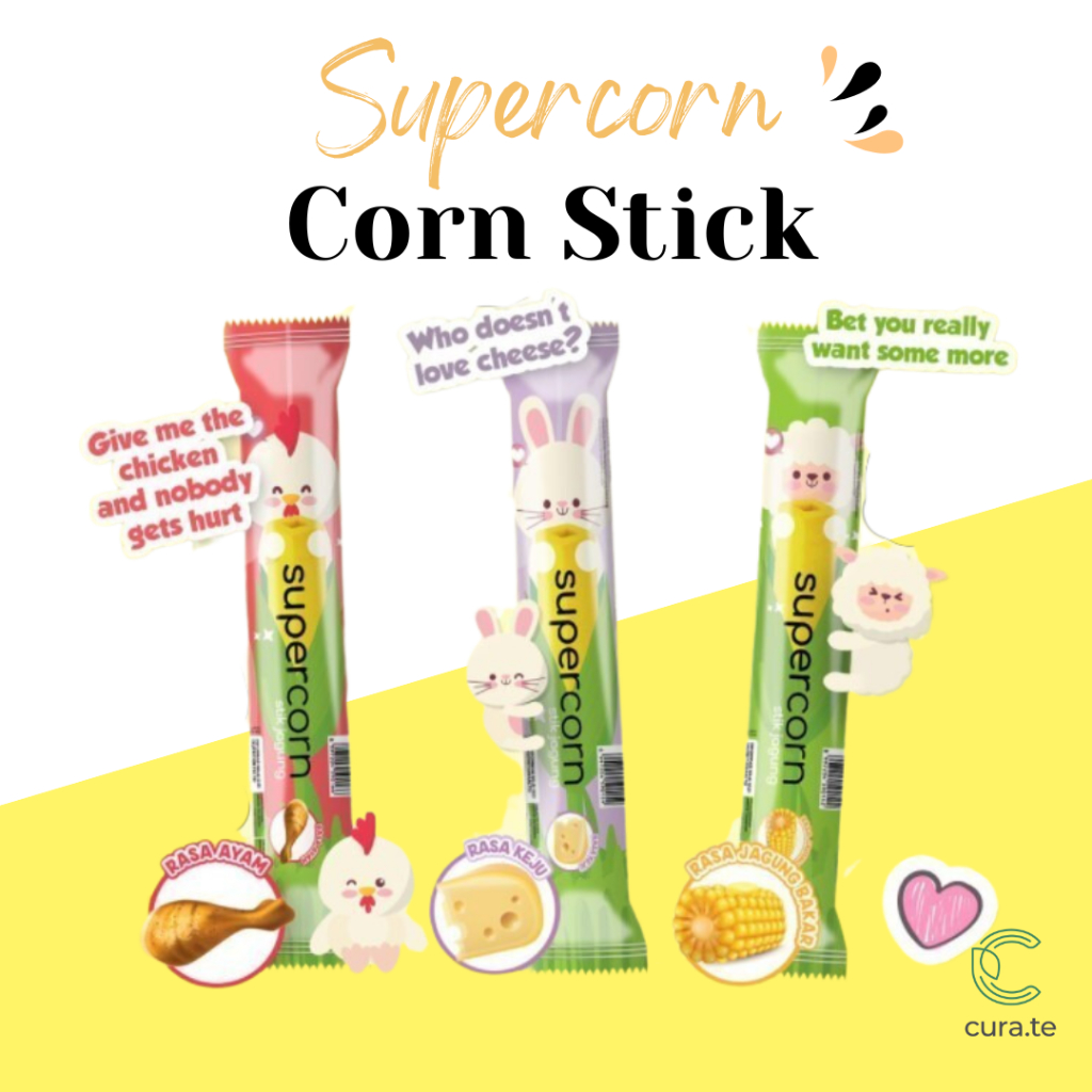 SUPERCORN STIK JAGUNG CEMILAN ANAK BAYI SACHET | SNACK NON MSG STICK CAMILAN SEHAT CHICKEN CHEESE ROASTED CORN