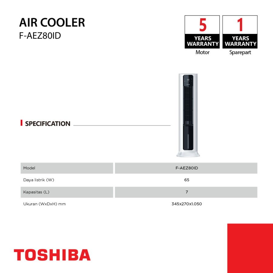 TOSHIBA F-AEZ80ID / FAEZ80ID Air Cooler 7.0 Liter - Timer 10 Jam