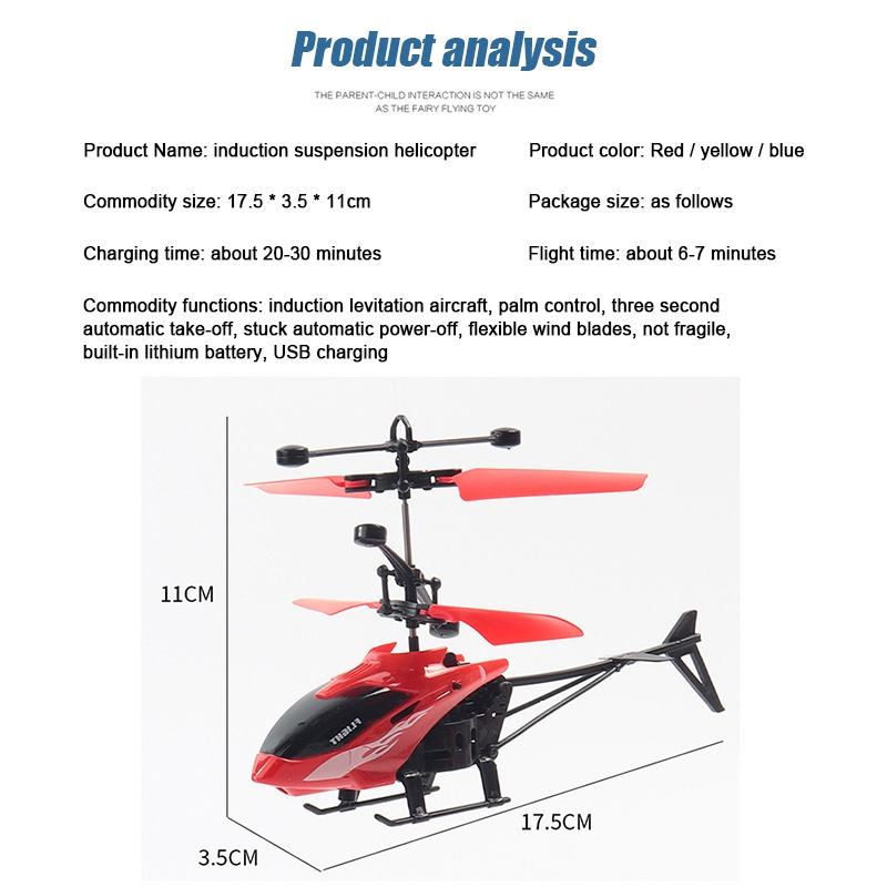 ZILLO Mainan Anak Helikopter RC Remote Control Sensor Tangan Pesawat Terbang Remot Helicopter Cas