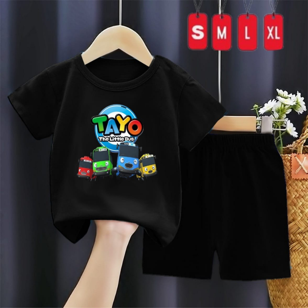 Setalan Anak Baju dan Celana Satu Set Bus Tayo Sp PE24s WN