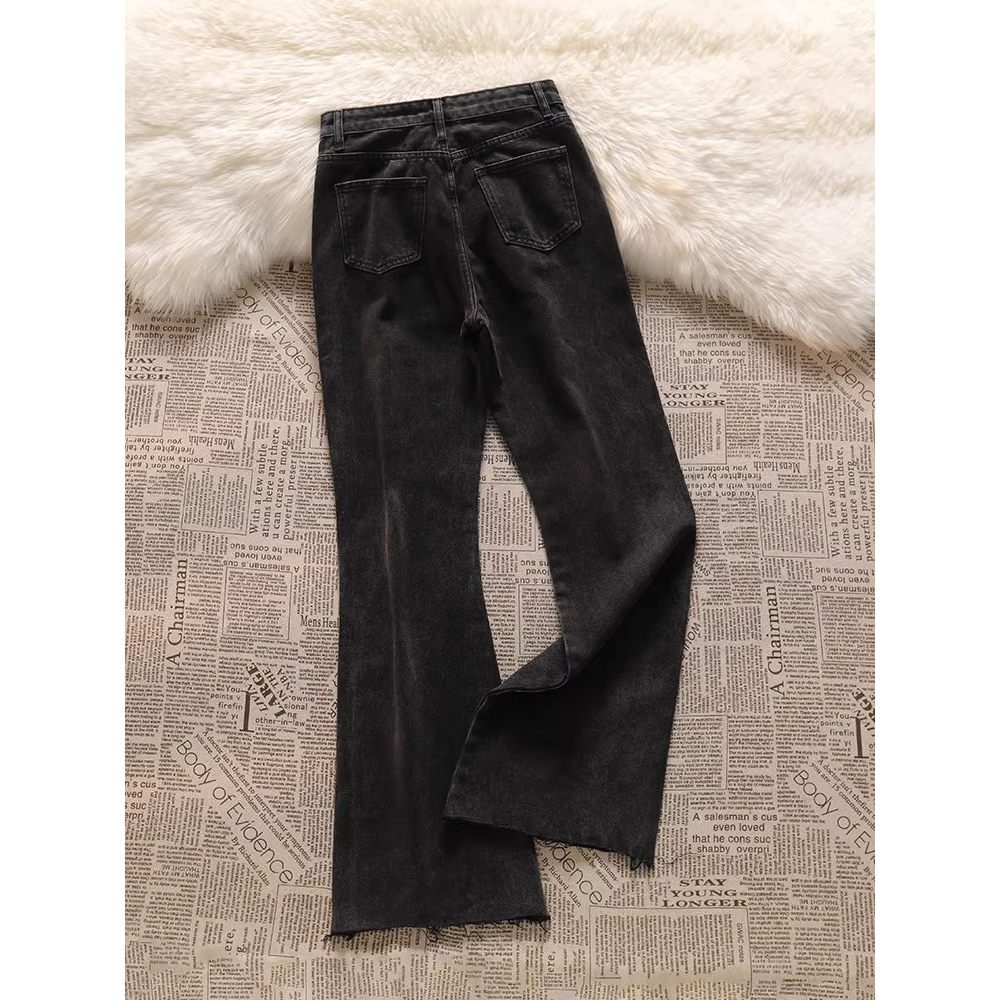 Cutbray Loose Jeans Wantia Korea Terbaru / Highwaist Rawis Celana Jeans Wanita(realpict)