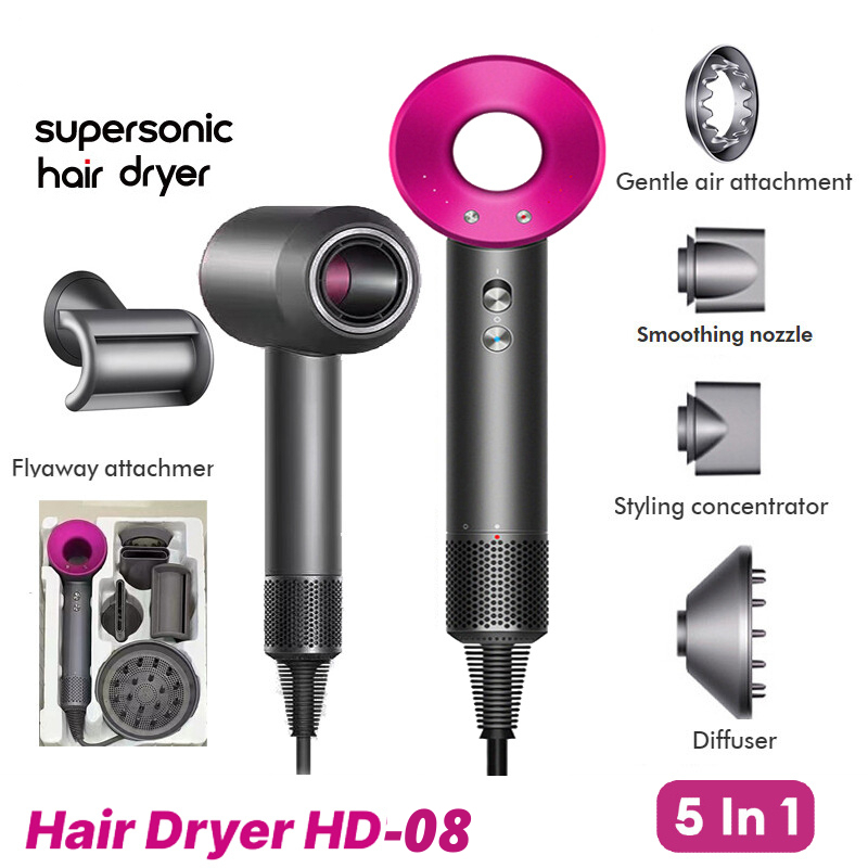 【COD】5 IN1 Supersonic Hair Dryer (Dengan Nozzle) Ion Negatif Hot Cold Air Rambut Pengering Pengering Rambut