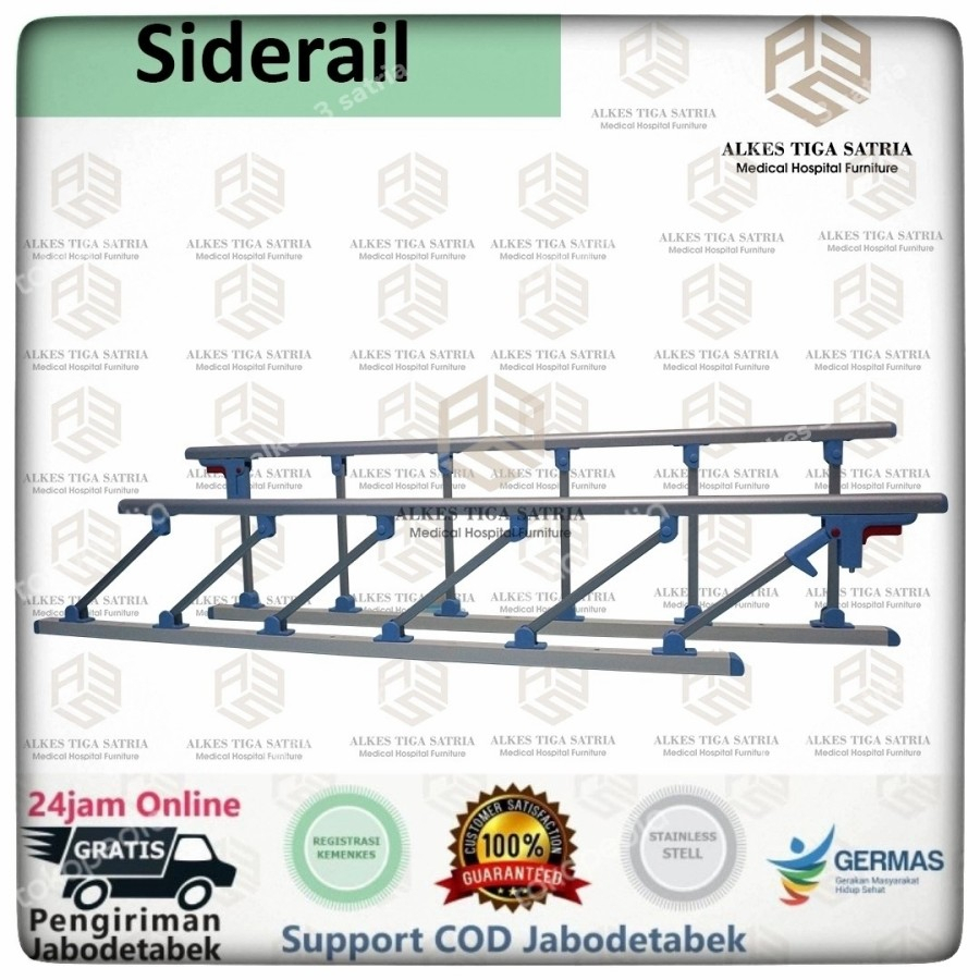 Siderail Bed Pasien | Alingan Kanan Kiri Bed Pasien Side Rail Sepasang