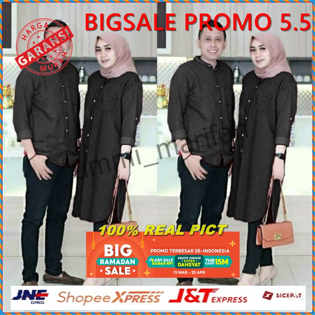 Baju Gamis Couple Kapelan Suami Istri Lebaran Kondangan Wanita Muslimah Batik Kombinasi Polos Remaja Simple dan Modis 2023 3 UKURAN L XL DAN JUMBO CP JEANO COUPLE PASANGAN KEMEJA DAN TUNIK BUSUI KATUN DENIM SUPERNOVA HM ADA VIDEO REAL PICT