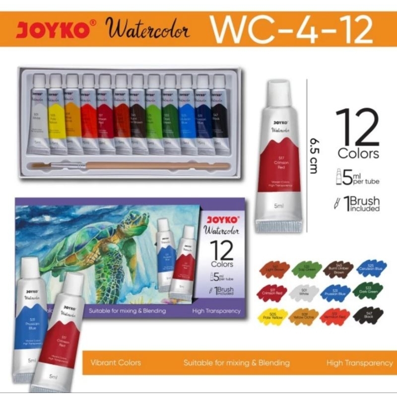 Cat Air Joyko Watercolor Set WC-4-12 Warna 5ml