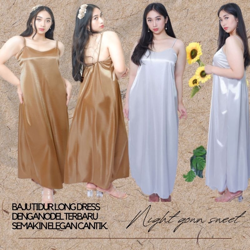 Baju tidur tanktop dress jumbo panjang