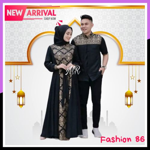 Baju Gamis Couple Batik Jumbo Pasangan Remaja Muslim Suami Istri Berhijab Pesta Kondangan Mewah Eleg