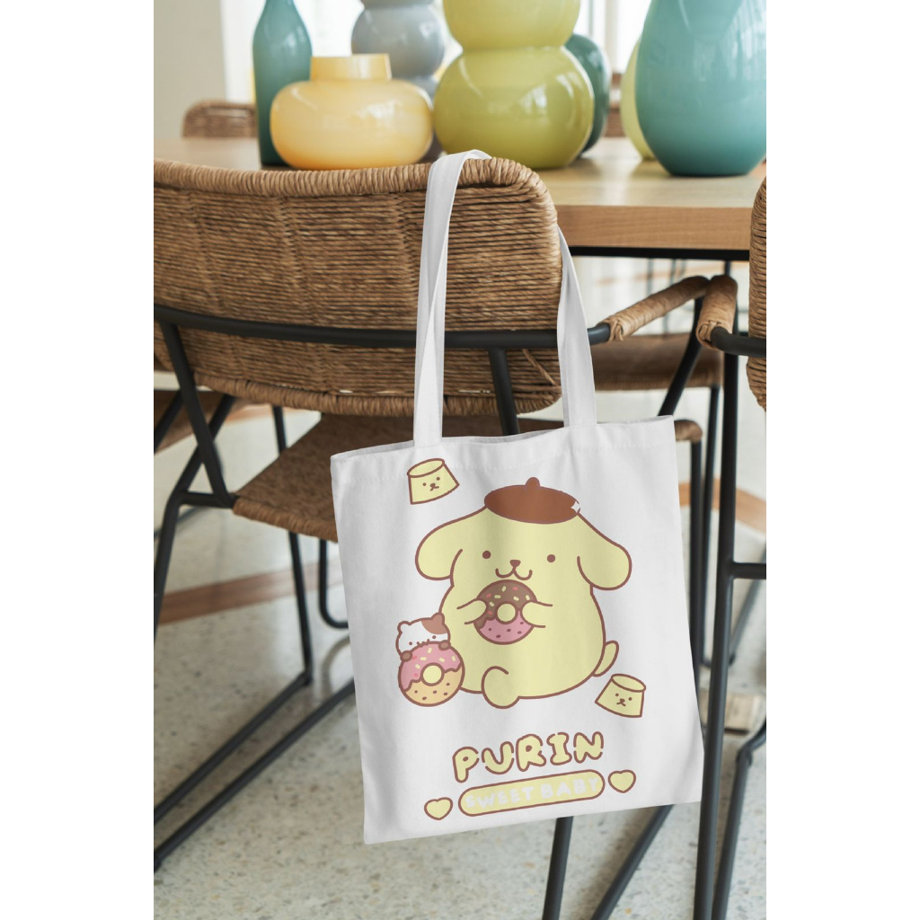 TAS TOTE BAG LOTSO CINNAMOROLL KUROMI MELODY POMPOMPURIN HELLO KITTY POCHACCO DOG TOY STORY TAS BELANJA TAS KANVAS