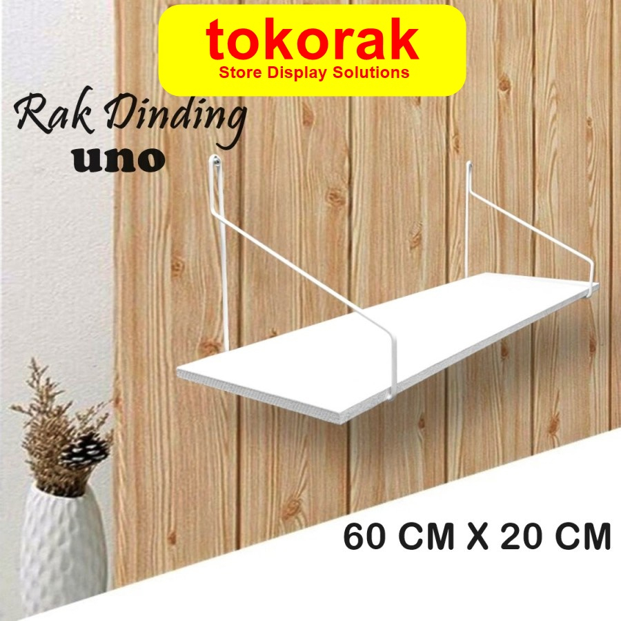 RAK DINDING GANTUNG UNO 60 X 20 CM - AMBALAN RAK KAYU DAPUR MINIMALIS