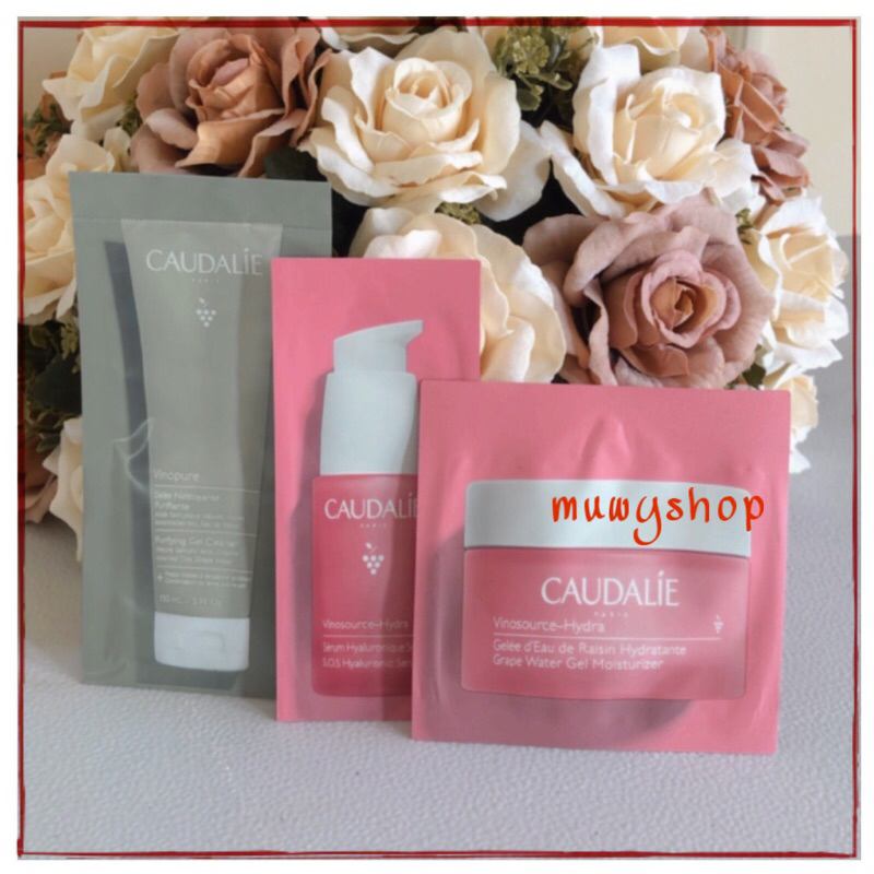 Caudalie Purifying Gel Cleanser/Hyaluronic Serum/Gel Moisturizer sachet