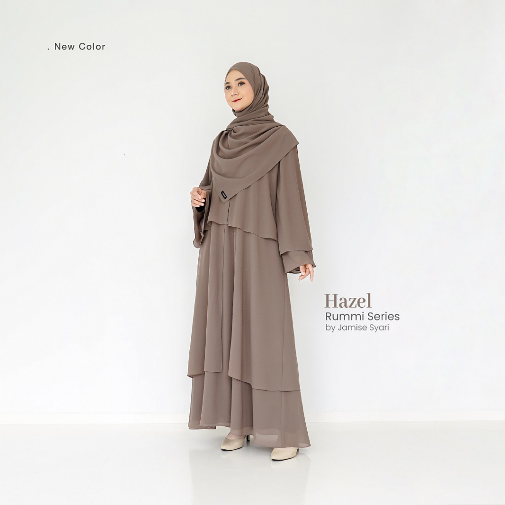Jamise | Rummi Series New Color - Gamis Set Ceruty Layer-Hazel