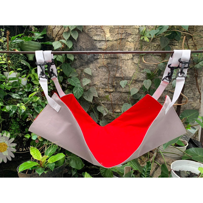 Daisyclutters Hammock / Ayunan Kucing Silver Red Kai Jumbo Murah Bahan Bulu Premium