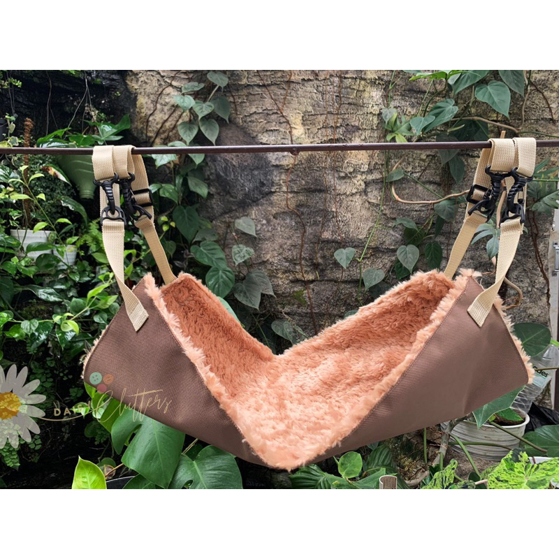 Daisyclutters Hammock / Ayunan Kucing Khaki Caramel Kuri Jumbo Murah Bahan Bulu Premium