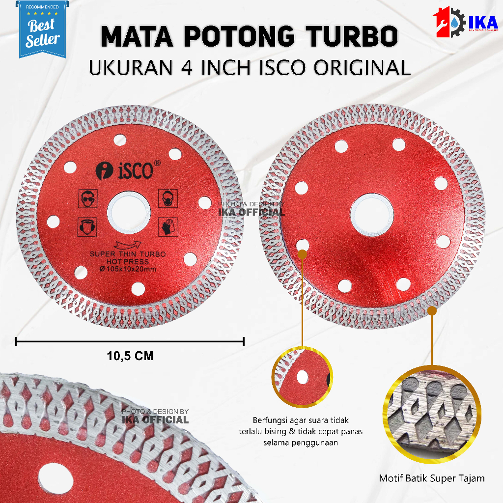 ISCO Original 100%  Diamond Wheel Batik Turbo 4&quot; - Mata Pisau Potong Granit Keramik Mata Potong Keramik Granit Marmer 4 Inch Turbo Diamond Wheel Cutting Diamond Wheel Turbo X ISCO slim 105 Batik