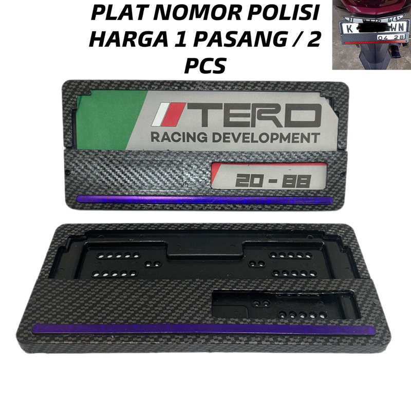 Cover tutup bingkai Plat Nomor Motor polisi karbon carbon SNI 1 set