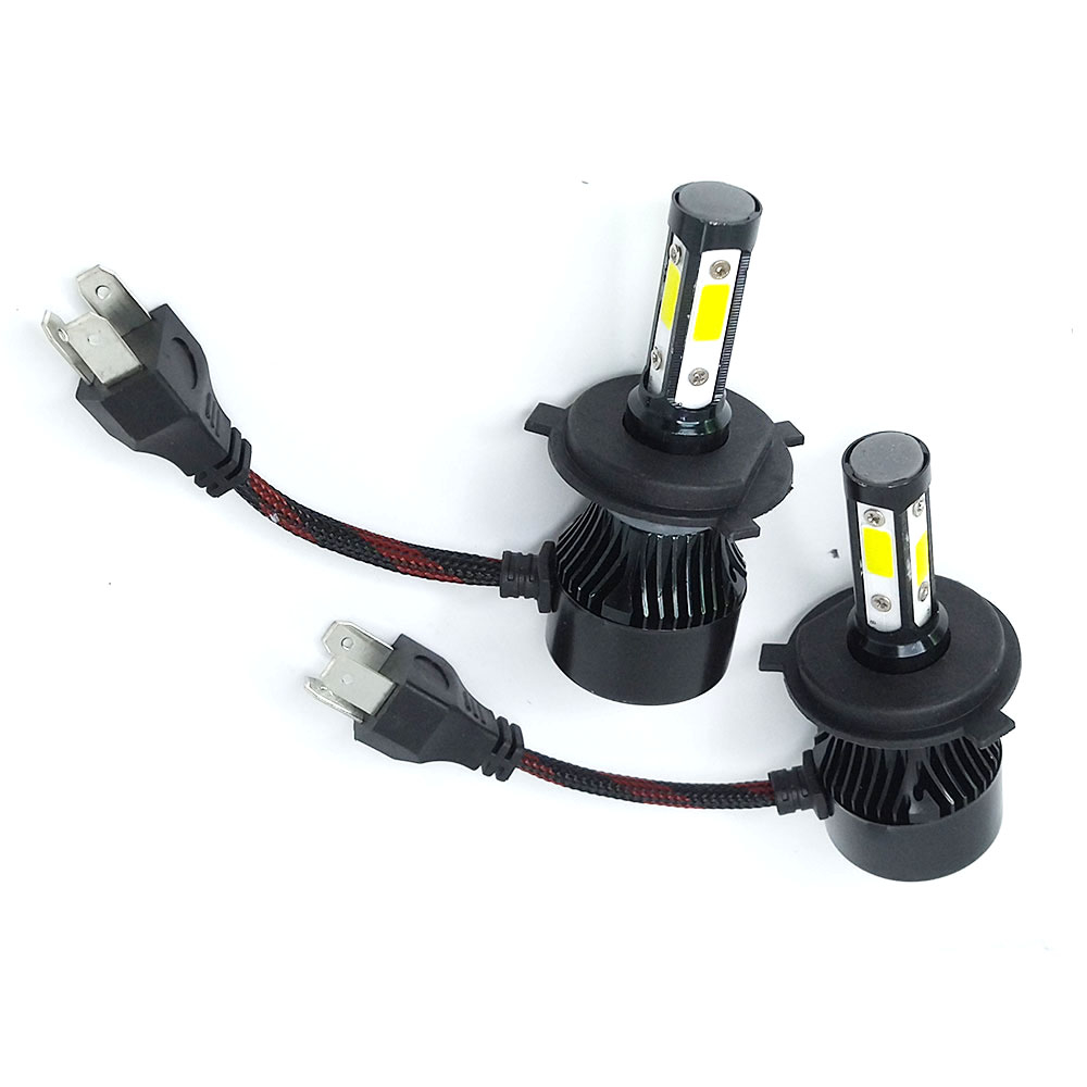 *COD* Lampu Mobil 4 sisi LED COB Headlight H4 cool White 2pc Super Terang 8000 Lm / lampu depan