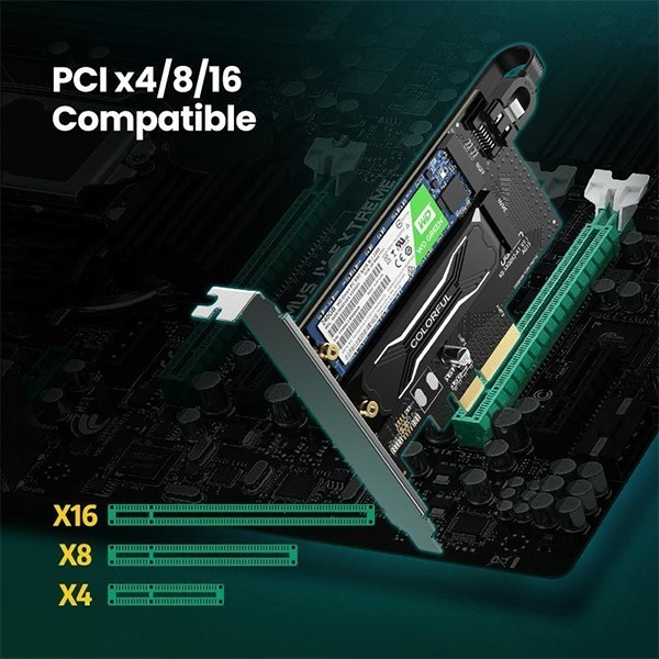 UGREEN SATA NVMe M.2 To PCI-E 3.0 X4 Expansion Card M-Key B-key 70504