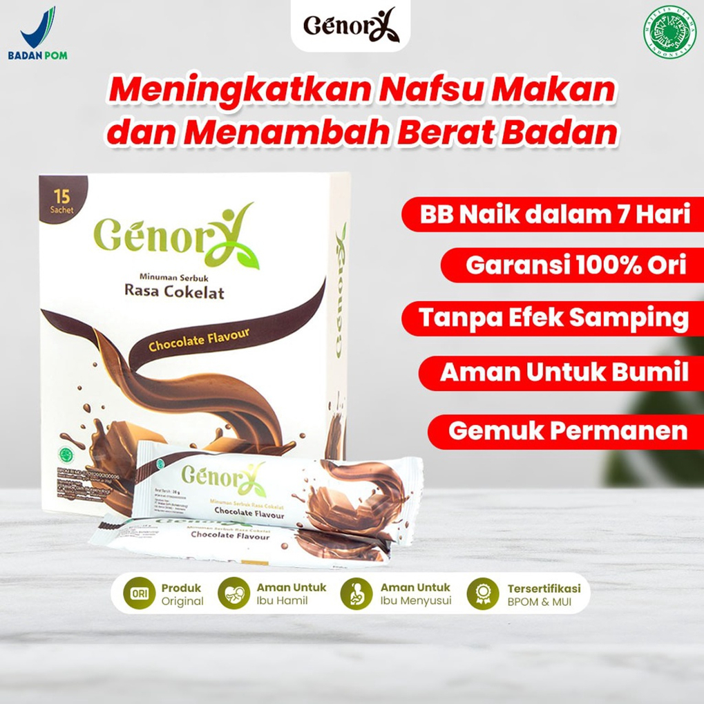 

Susu Penggemuk Badan & Menambah Nafsu Makan Original 100% Terdaftar BPOM Genory Susu Penggemuk Badan Rasa Coklat Minuman Bubuk Penambah Berat Badan Meningkatkan nafsu makan