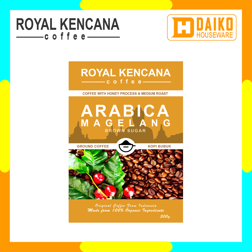 Kopi Bubuk Royal Kencana Arabica Magelang Honey Process Medium Roast - Ground Coffee Sachet Bag 250g &amp; 500g