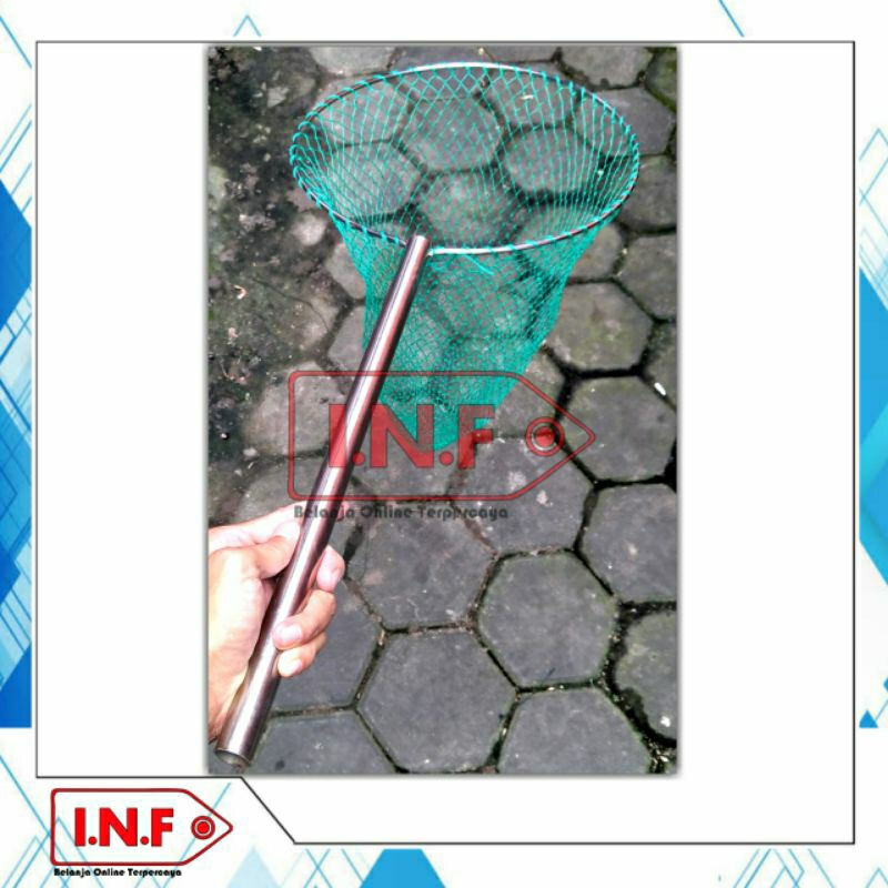 Jaring serok ikan siap pakai + jaring ikan bahan full stainless steel + serok ikan besar dan kecil