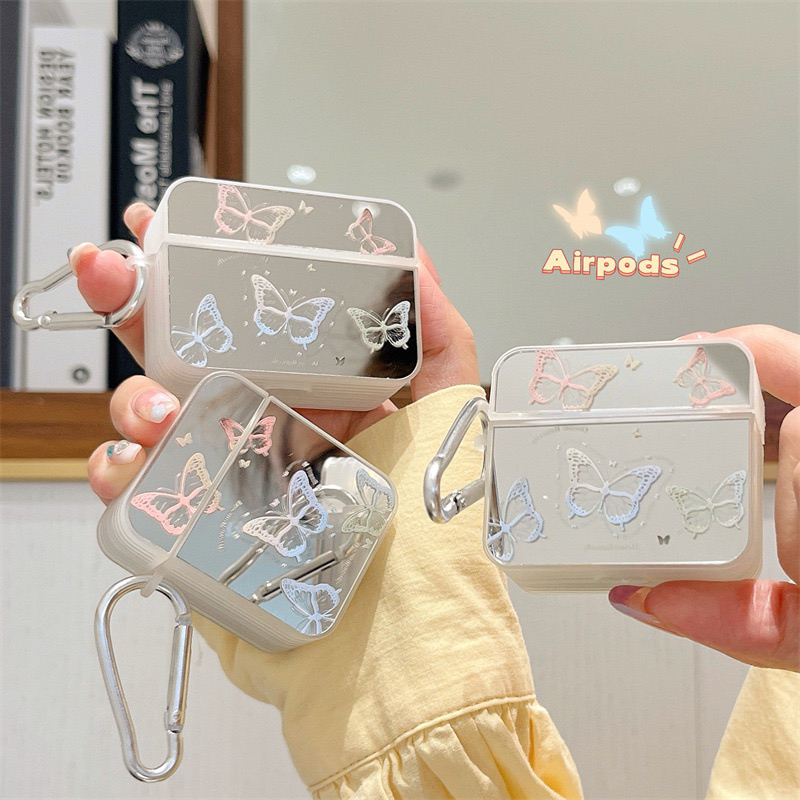 Butterfly Mirror Softcase Cermin Kupu for Airpods 1 2 Pro 3 Case Airpods Inpods TWS Lucu