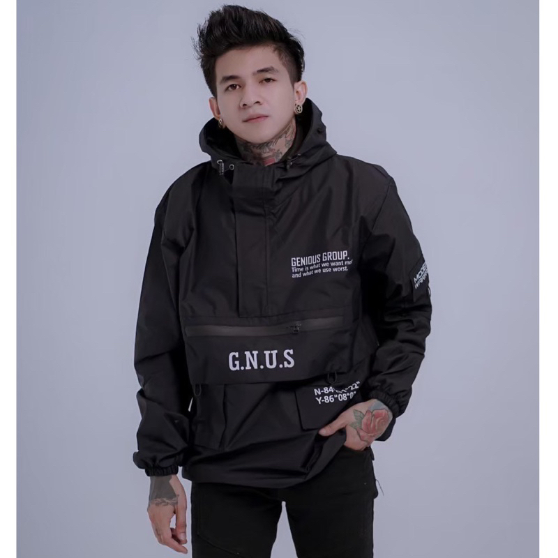 Jaket Cougle Waterpoof Jaket Genious Jaket Parasut Jaket Pria Black WP