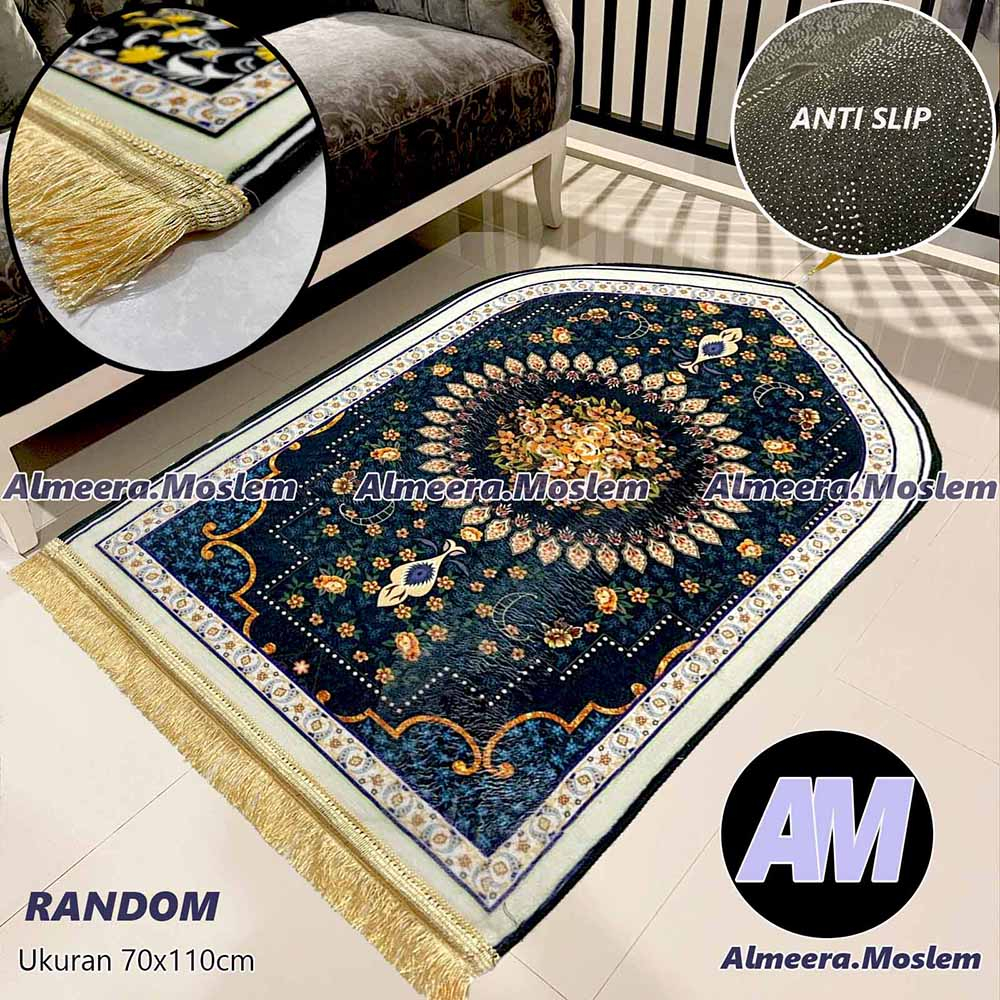 Sajadah Turki Qubah Quilting Anti Slip Ukuran Dewasa Bahan Super Halus