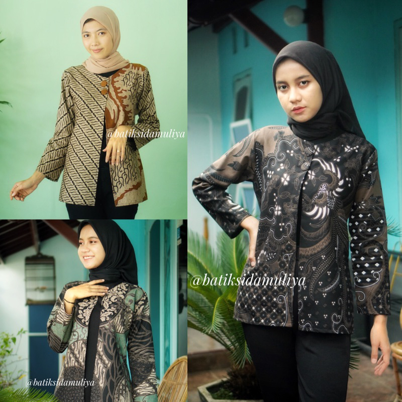 Outer Batik Wanita Atasan Batik Blouse Blazer Kantor Premium Eksklusif Full Furing Tricot