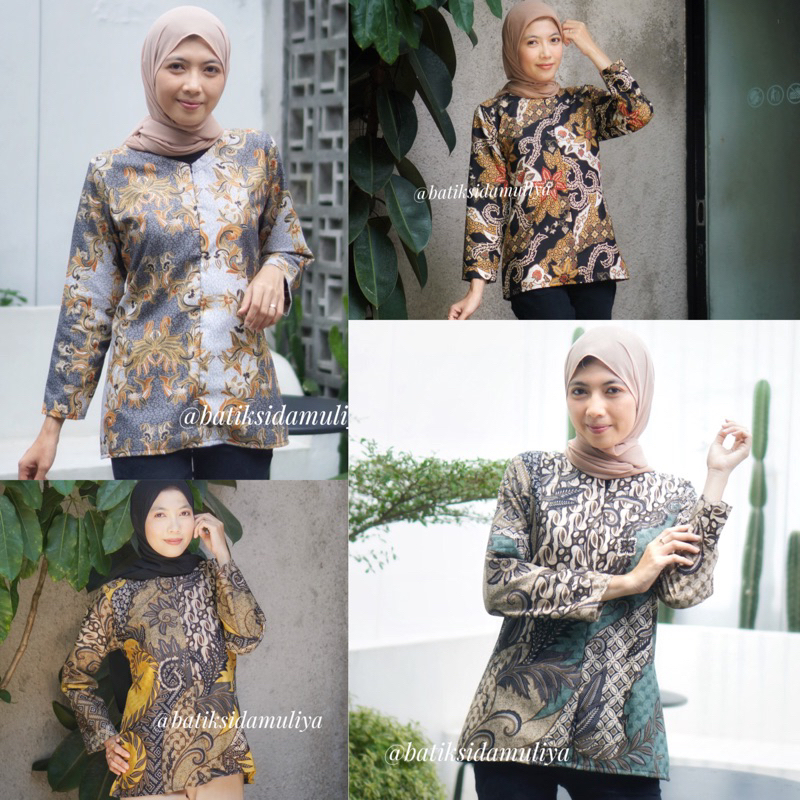 Blouse Batik Atasan Batik Wanita Blus Kantor Lengan Panjang Premium Eksklusif By Batik Sidamuliya Collection XV