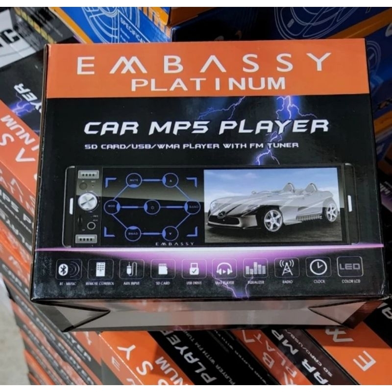 Tape Mobil Single din Embassy Mp5 Layar Sentuh Lcd 4 inch
