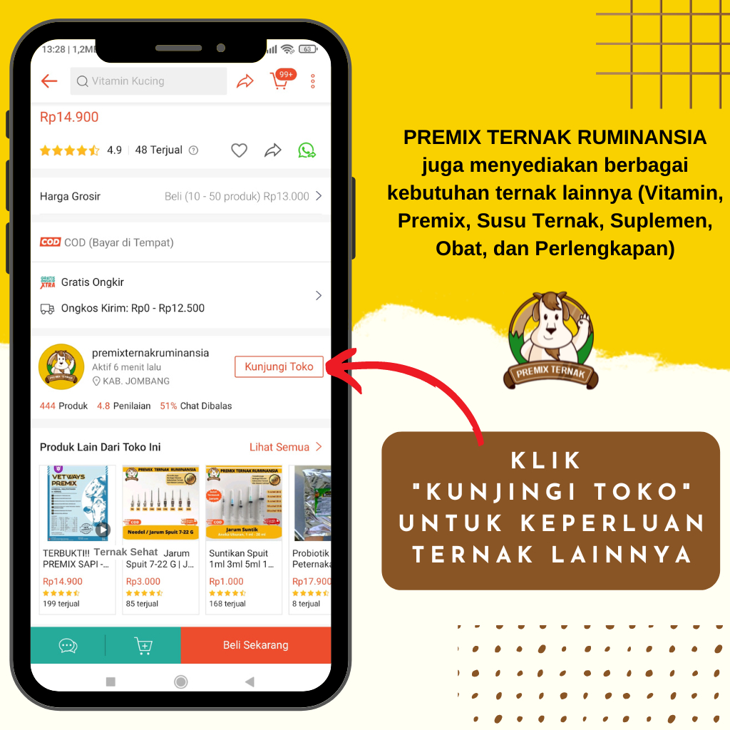 AMOXI 50 S 100gr - Obat Ampuh untuk Pencernaan Ayam Sapi Babi Joss - Like Amoxitin