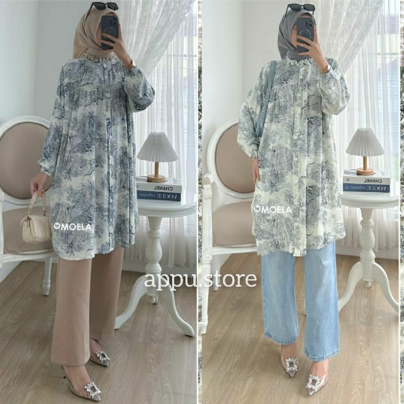 Kilpy Tunik By Moela Berlabel / Baju Atasan Tunik Jumbo Katun Rayon Premium Motif Bunga Bunga Tie Dy