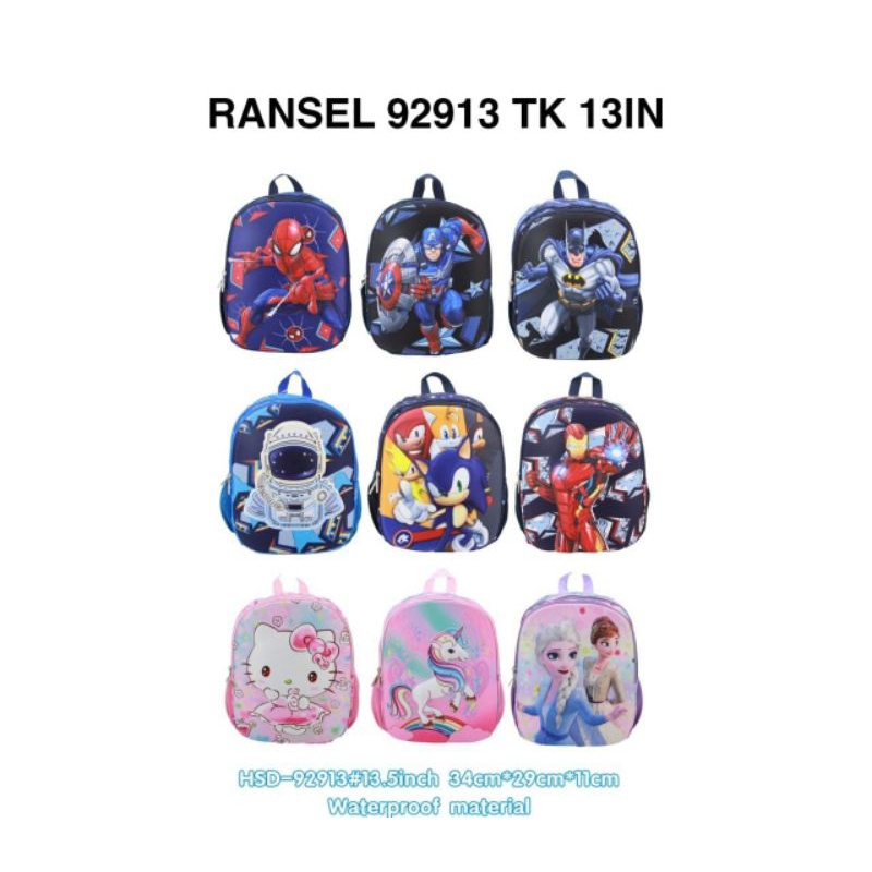 Tas Anak TK Tas Sekolah TK Laki Perempuan Motif Tas Import Karakter Cewek Cowok