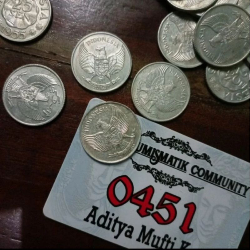 5 keping uang Kuno Indonesia 25 sen tahun campur