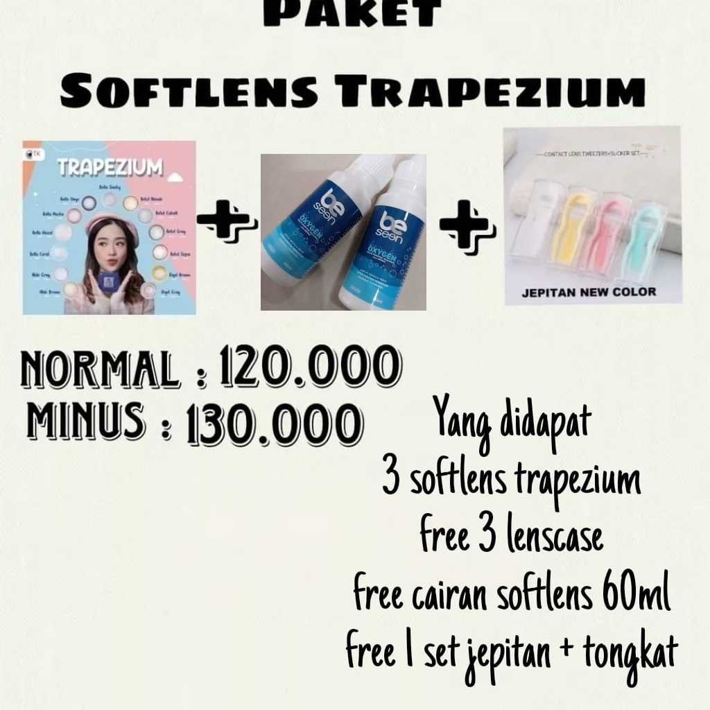 PAKET 3 SOFTLENS TRAPEZIUM FREE CAIRAN 60ML / BB