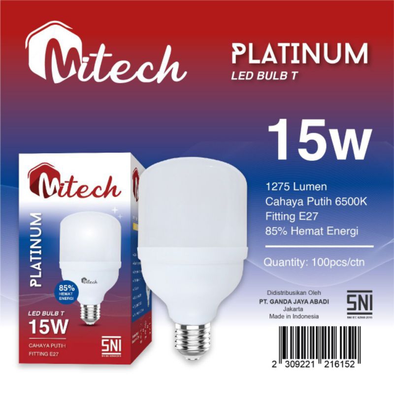 MITECH PLATINUM LAMPU LED T BULB 15W CAPSULE SNI BERGARANSI 1 TAHUN