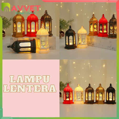 AVVET LAMPU LED LENTERA AKRILIK DEKORASI RUMAH TEMA RAMADAN EAD MUBARAK ACRYLIC GRATIS BATERAI