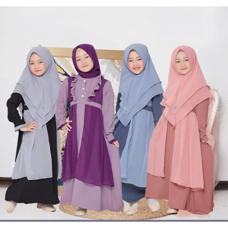 FAYRA KIDS SET KHIMAR GAMIS ANAK PEREMPUAN USIA 6-11 TAHUN/GAMIS ANAK TANGGUNG/GAMIS ANAK TERLARIS/PAKAIAN ANAK MUSLIM/GAMIS PEREMPUAN MUSLIMAH/GAMIS VIRAL/GAMIS ANAK KEKINIAN/RACUNSHOPEE/CELLERADJOECOLLECTION