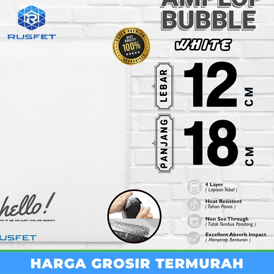 

AMPLOP BUBBLE MAILER WHITE 18x23cm ENVELOPE WRAP RUFSET PREMIUM SATUAN