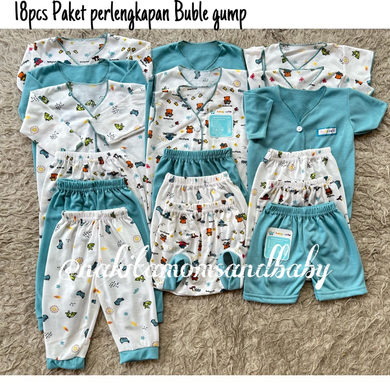 39pcs Paket perlengkapan Swaddle /Bedong baju bayi celana bayi baru lahir/Newborn warna terbaru Buble gump series Promo 8.8