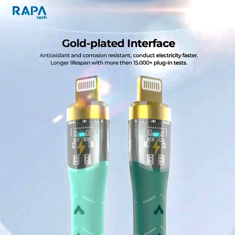 RAPAtech Kabel Data Usb Lightning Fast Charging Transparant Cable For iPhone 6/6S/6+/6S+/7/8/SE/7+/8+/X/XS Max/XR/11/12/13/14 Pro Max/ Line Crystal l