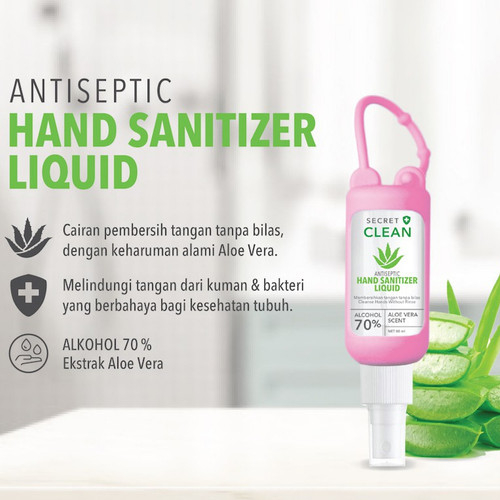 Secret Clean Hand Sanitizer Liquid 60 ML / Hand Sanitizer Liquid 60 ML Secret Clean + Silicone Rubbe