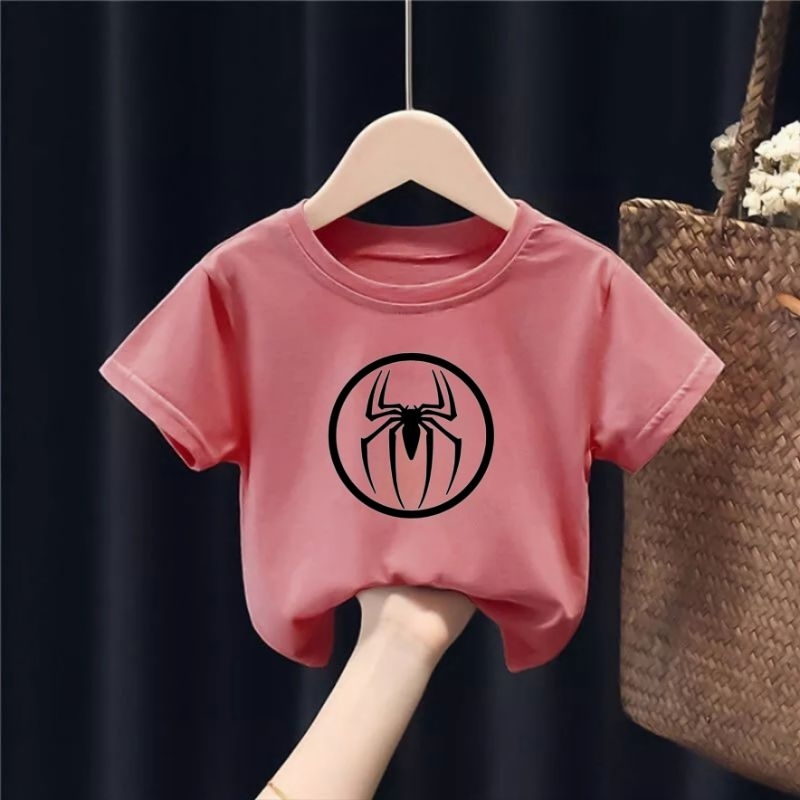 KHILIN STORE Kaos Spider Anak Laki-laki/Perempuan Distro Lengan Pendek Baju Oblong Anak Unisex