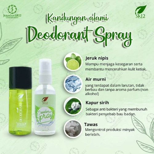 MFI - SR12 DEODORANT SPRAY - DEODORAN HERBAL PENGHILANG BAU BADAN/KETIAK