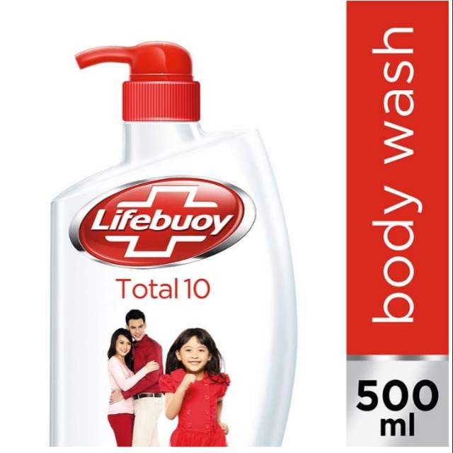 Lifebuoy body wash bottle pump 500ml Total 10 - sabun mandi cair botol pencet