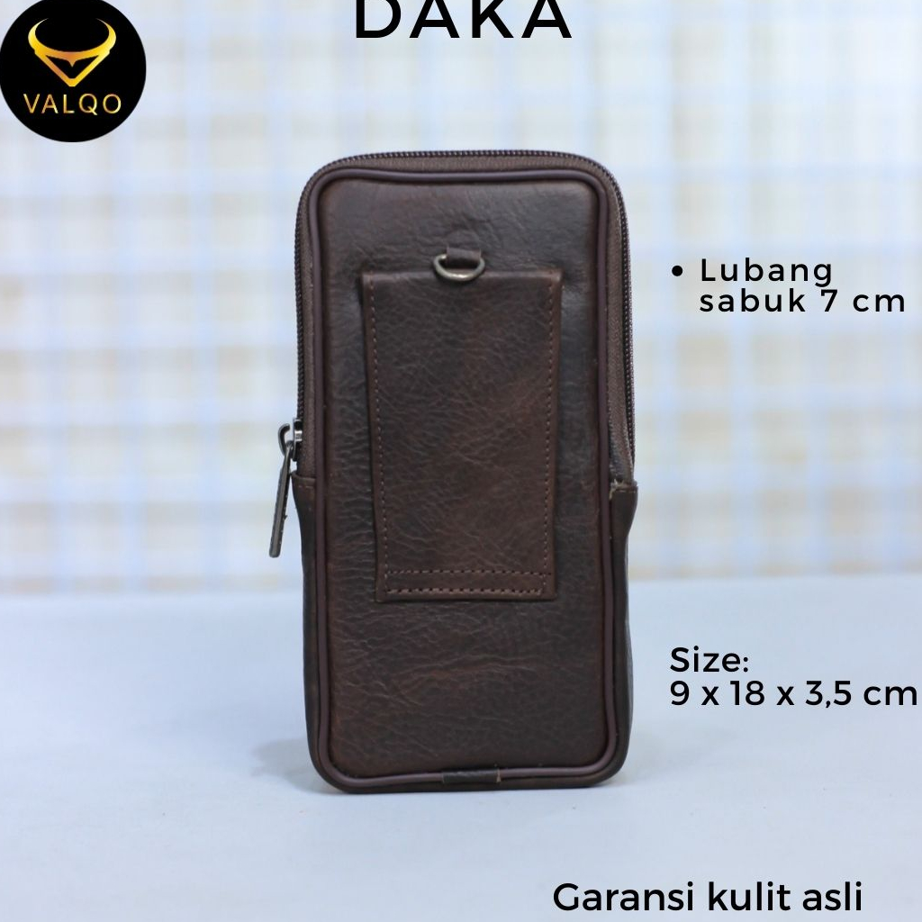 [VALQO] DAKA Sarung HP Kulit Sapi Asli 2 Slot Muat HP Hingga 6,7 inch Tempat HP Dompet HP