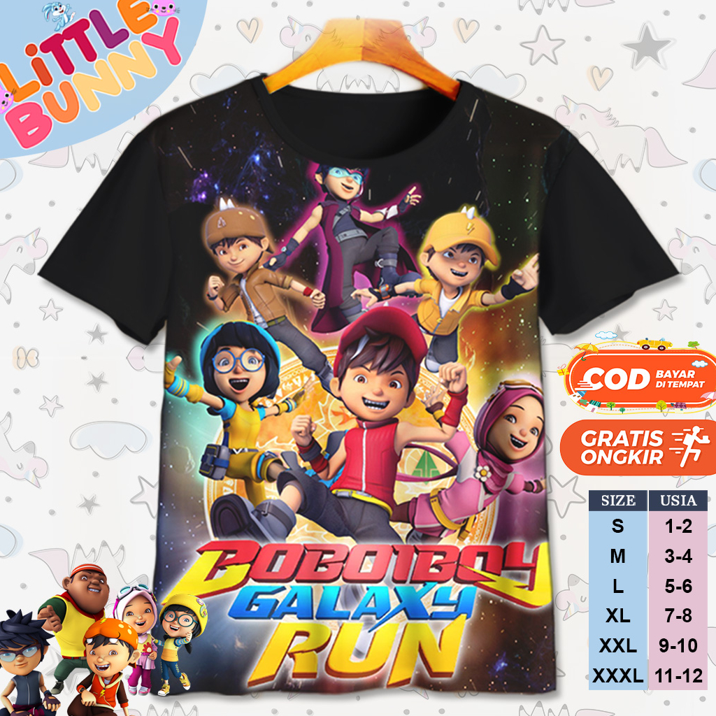 KAOS ATASAN ANAK LAKI LAKI PEREMPUAN BOBOIBOY GALAXY RUN BAJU KAOS ANAK BOBOIBOY