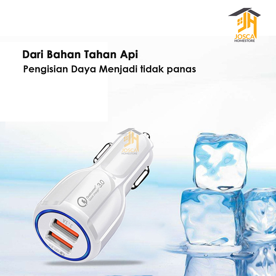 Car Charger Colokan Mobil 2 Ports QC3.0 3.1A Qualcomm Black White/ Fast Charger USB