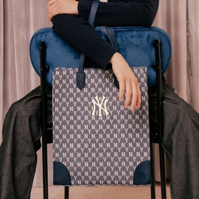 M*LB Mono Diamond Jackquard Tote Bag Boston New York Yankees unisex untuk pria wanita